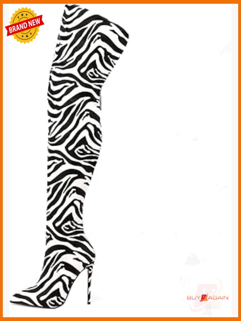 Over The Knee Stiletto Heel Boots Pointed Toe Back Zip